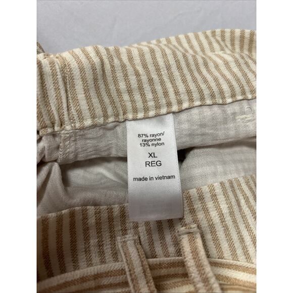 Maurices Tan White Striped Women's XL Flowy Wide Leg Baggy Pants Summer Spring - Picture 4 of 8